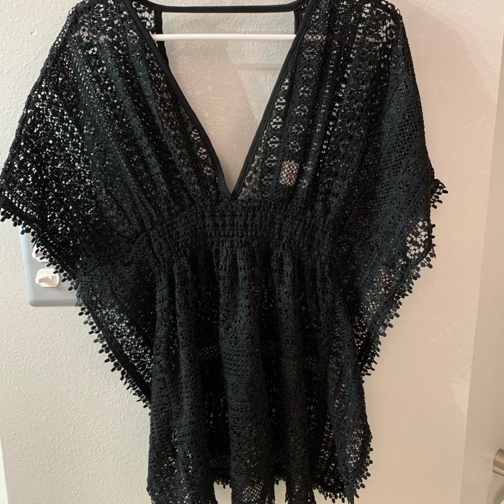 Black lace swimsuit coverup - size medium